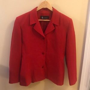 Fully lined red suit with jacket and skirt